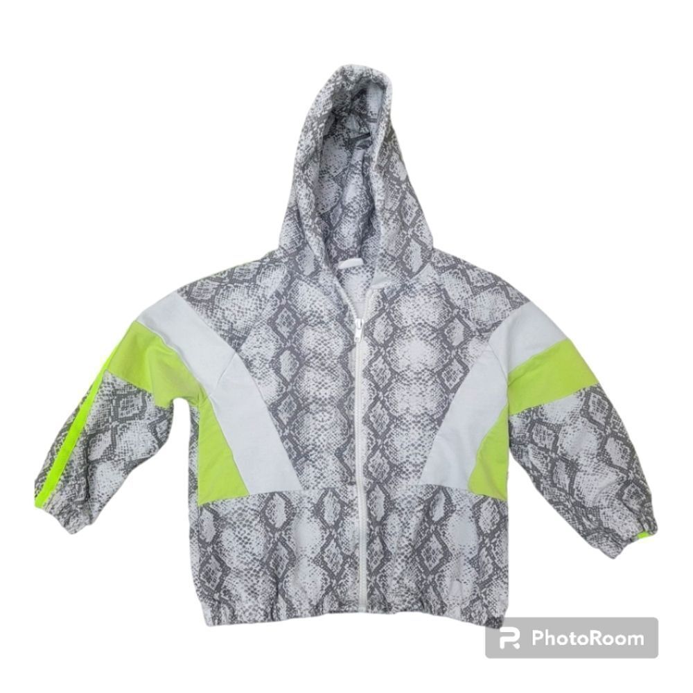 Zara Girl's Snakeskin Hooded Jacket Full Zipper Cotton Blend Cozy Size 7